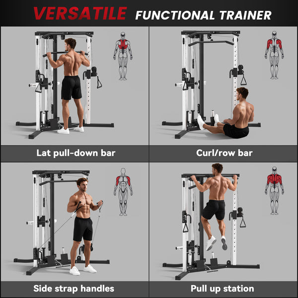 Appareil de musculation multifonctionnel avec barre de traction, station d'entraînement 15 positions