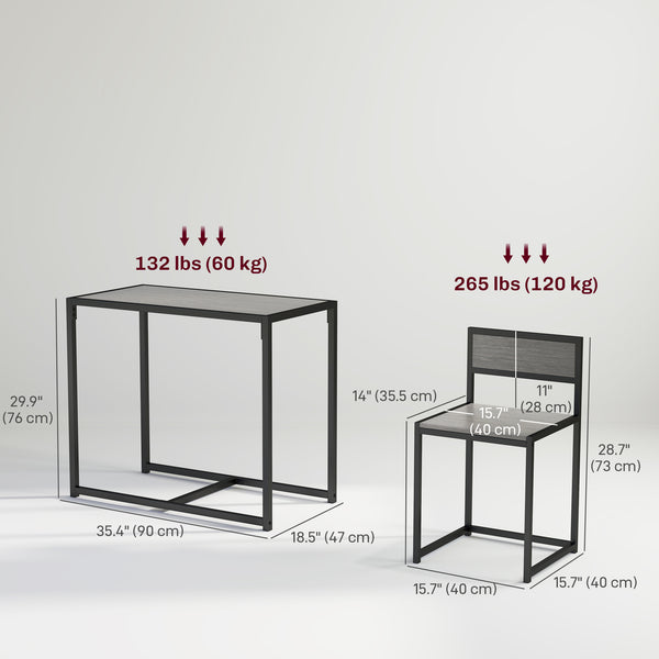 Ensemble table et chaises de salle à manger, style industriel, pour 2 personnes, idéal pour les petits espaces.