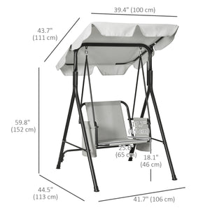 1-Seat Outdoor Porch Swing Patio Swing with Adjustable Canopy, Removable Seat and Back Cushion for Garden, Poolside