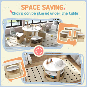 Ensemble table et chaises 5 pièces avec rangement pour chambre d'enfant, blanc