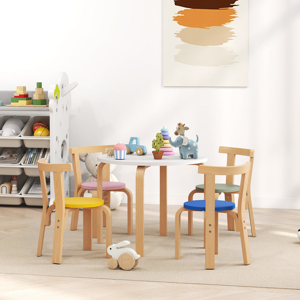 Ensemble table et chaises en bois, multicolore