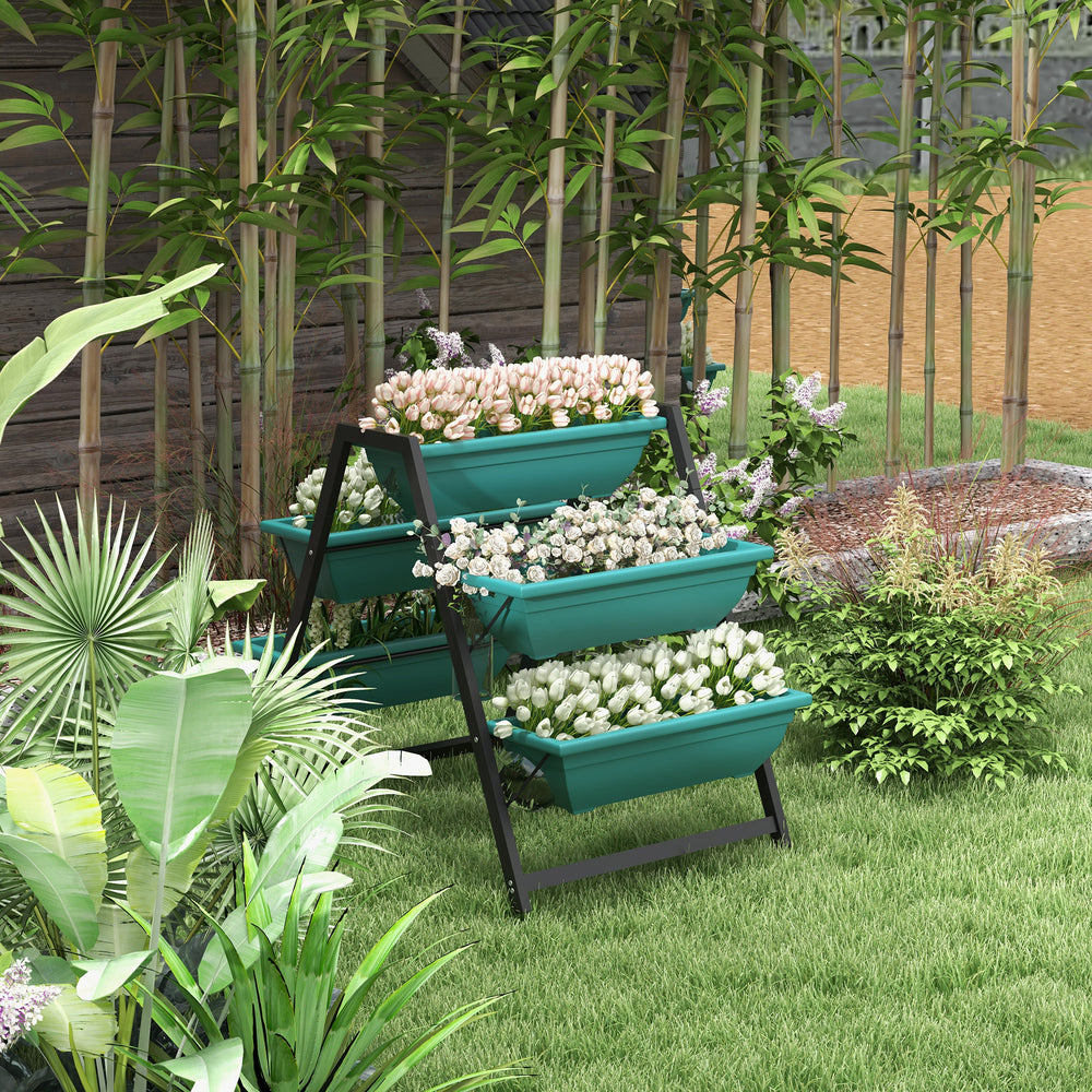 Jardinière surélevée verticale à 3 niveaux avec 5 bacs pour plantes d'extérieur