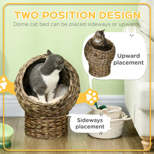 Panier pour chat en osier avec coussin et support