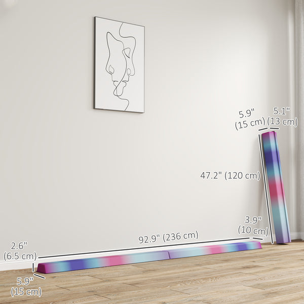 Poutre d'équilibre pliable de 2,3 m avec base antidérapante, multicolore