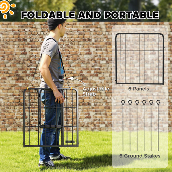 Heavy-Duty 6-Panel Dog Playpen with Gate and Strap