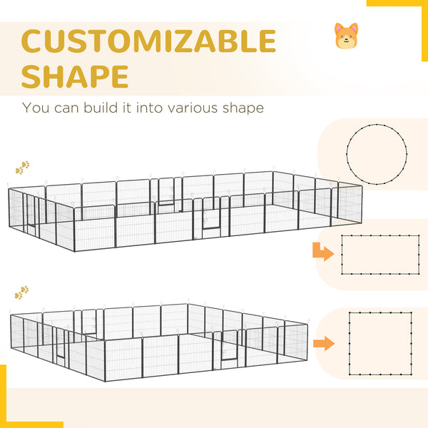 24-panel dog playpen, grey