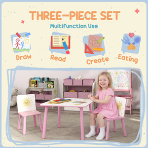 Ensemble table et chaises 3 pièces pour enfants, motif étoiles
