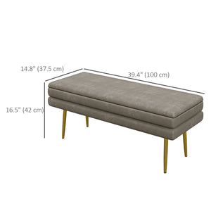 Pouf de rangement en velours avec pieds en acier