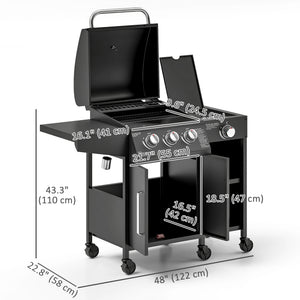 3-burner gas barbecue with side burner