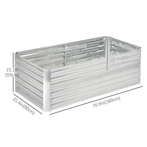 Jardinière surélevée galvanisée avec tiges renforcées, argent