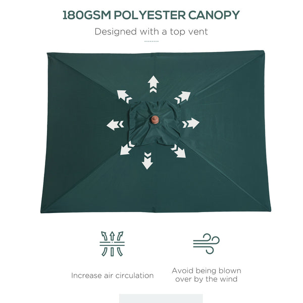 6.6-foot square parasol with tilt mechanism, green 