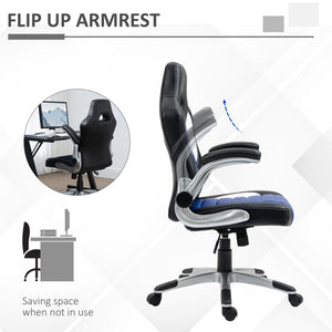 Gaming office chair in PU leather, black and blue
