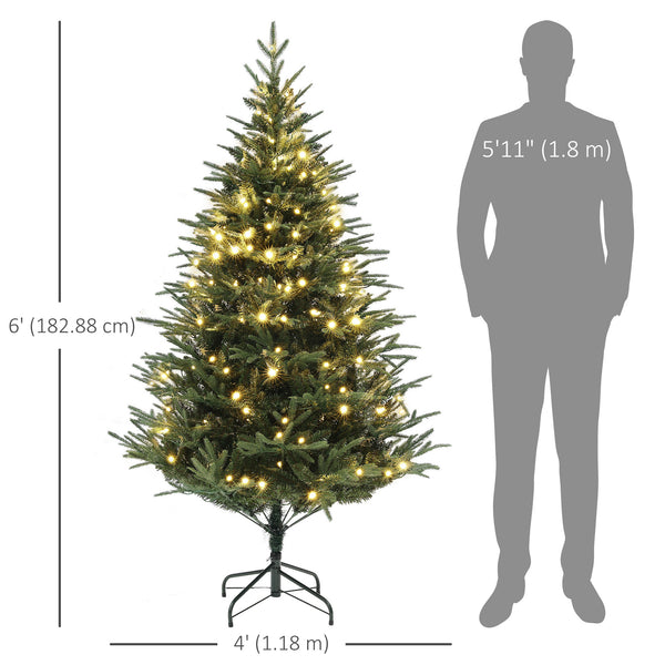 Sapin de Noël artificiel pré-éclairé de 6 pieds avec 1 022 branches et LED blanc chaud