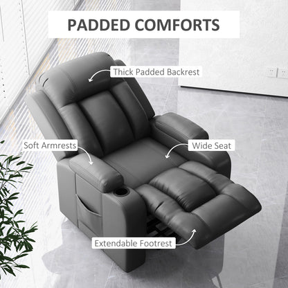 Fauteuil releveur électrique, inclinable avec repose-pieds, télécommande et porte-gobelets, gris