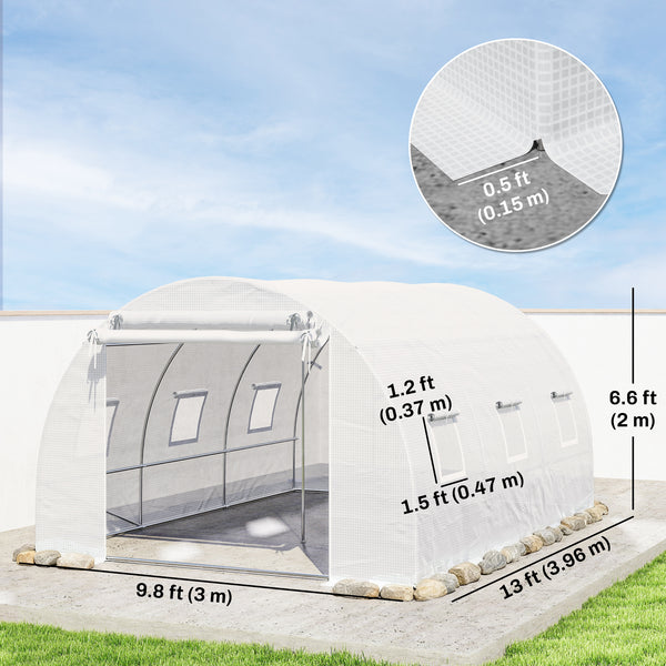 Serre tunnel chaude pour plantes avec barres de support, blanche