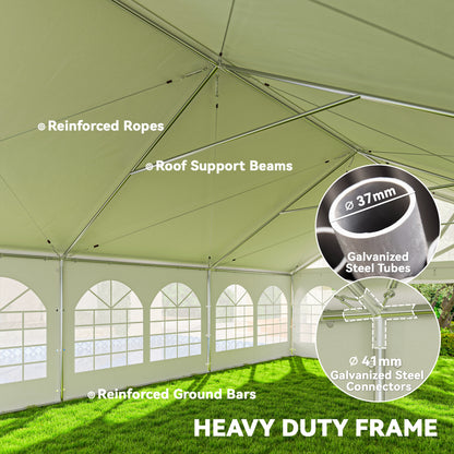 Outsunny 20' x 30' Heavy Duty Party Tent, Galvanized Outdoor Event Tent with Removable Window Sidewalls and Carry Bags