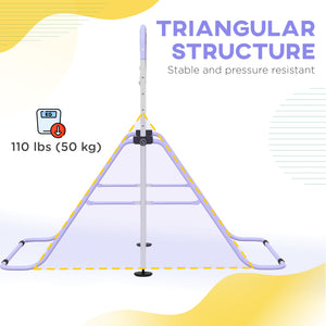 Barre de gymnastique pliable et réglable en hauteur avec anneaux de gymnastique, violet