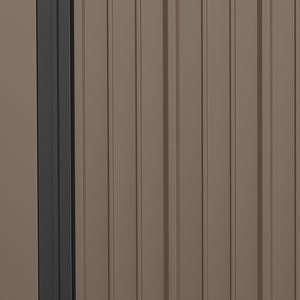 Abri de jardin en acier avec porte verrouillable simple, marron