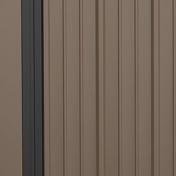 Abri de jardin en acier avec porte verrouillable simple, marron