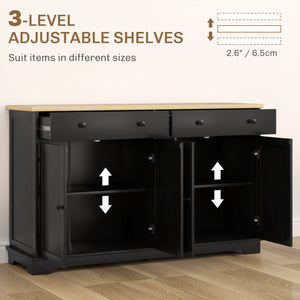 Buffet moderne avec tiroirs de rangement et étagères réglables, noir