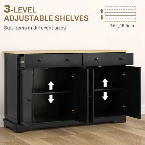 Buffet moderne avec tiroirs de rangement et étagères réglables, noir