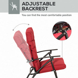 Ensemble de 2 chaises pliantes d'extérieur avec dossier réglable, rouge