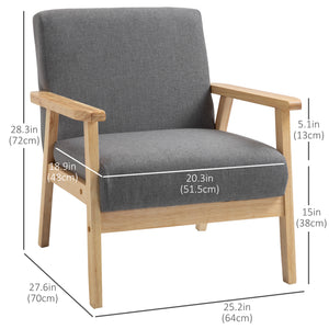 Fauteuils d'appoint minimalistes en lin épais et assise large, gris