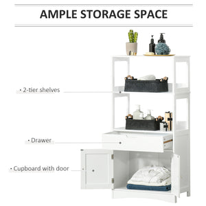 Bathroom cabinet with shelves, drawer and doors, for living room, white