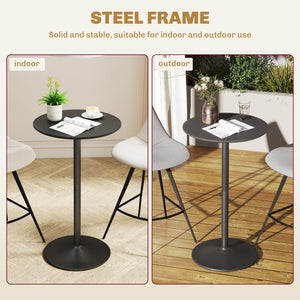 Round table with steel frame, black
