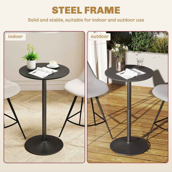 Round table with steel frame, black