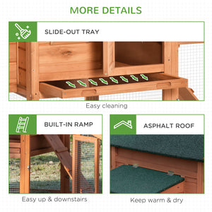 Wooden chicken coop with resting run, removable nesting box and waterproof asphalt roof