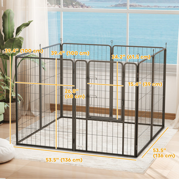 Parc pour chien, intérieur/extérieur, portable et pliable, 8 panneaux, avec porte et sangle, pour grands chiens