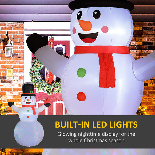 Bonhomme de neige gonflables de Noël de 12 pieds avec lumière LED rotative colorée