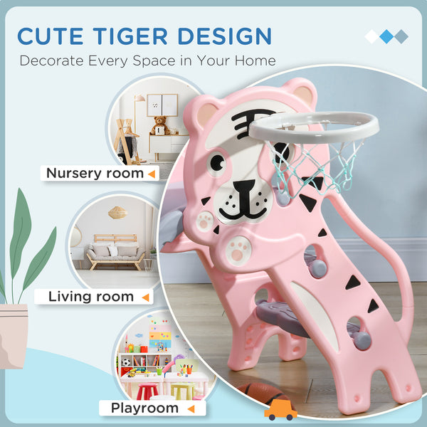 Toboggan 3 en 1 pour tout-petits motif lion rose