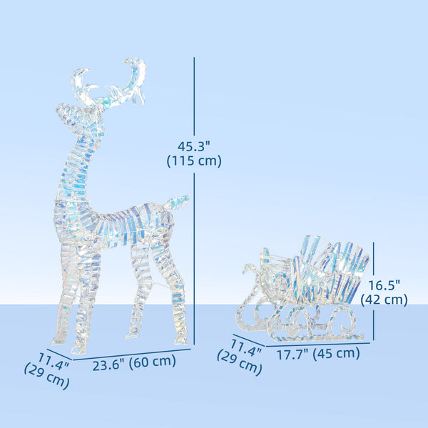 Renne de Noël illuminé avec traîneau