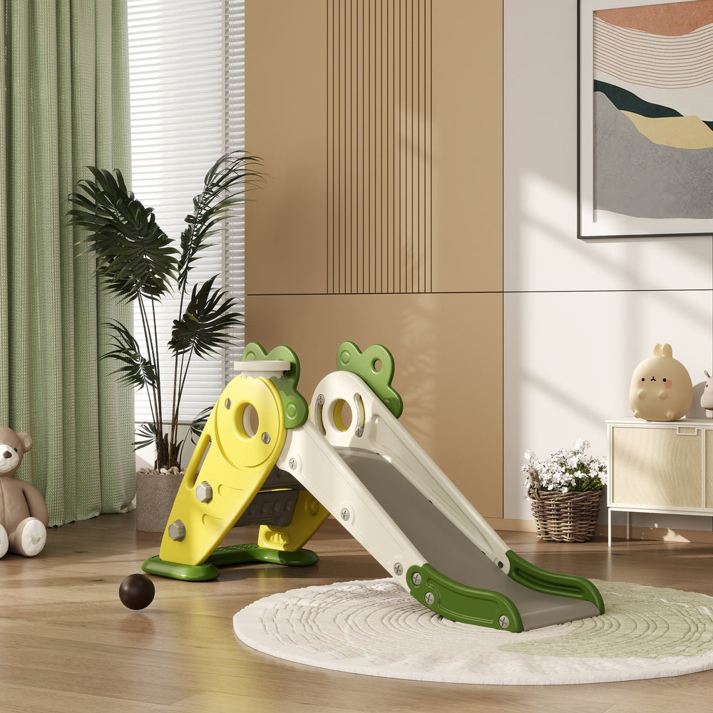 Toboggan pliable 3 en 1 pour tout-petits avec panier de basket jaune
