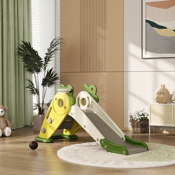 Toboggan pliable 3 en 1 pour tout-petits avec panier de basket jaune