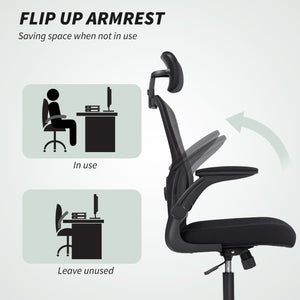 Ergonomic mesh office chair with headrest and lumbar support, black