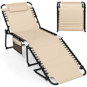 Folding chaise lounge with 4 positions, adjustable backrest and footrest