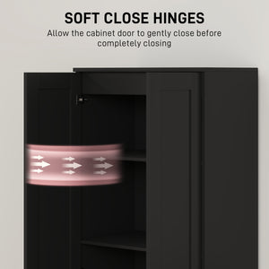 Armoire de rangement haute avec étagères réglables, noir