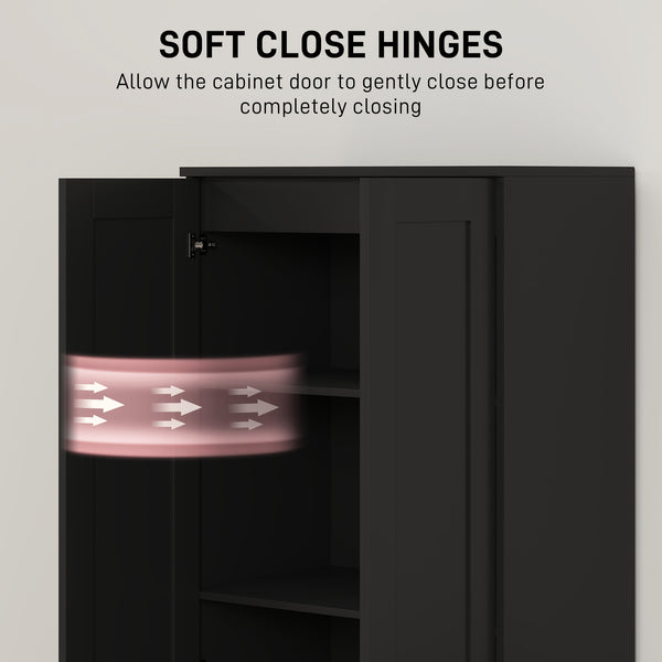 Armoire de rangement haute avec étagères réglables, noir