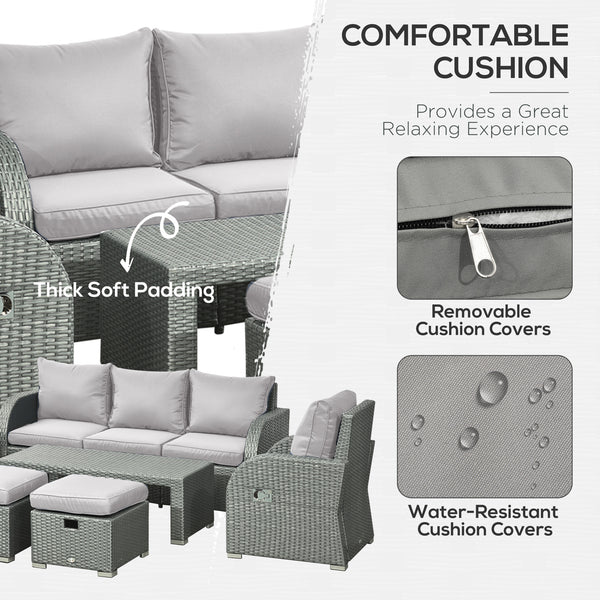 6 Pieces Patio Furniture Set, Outdoor rattan Sectional Furniture with recliner, for Lawn Garden Backyard