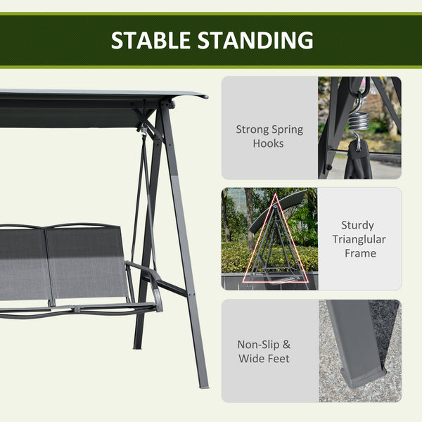 Balançoire 2 places avec auvent réglable, grise