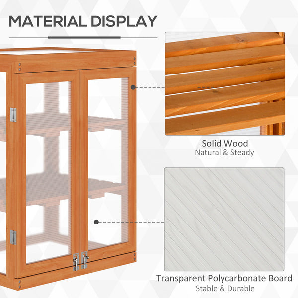 Serre de culture portable en bois à 2 niveaux, châssis froid en polycarbonate