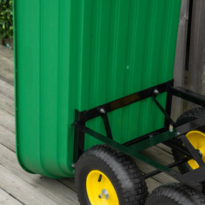 Chariot de jardin basculant 125 L à 4 roues robuste, vert