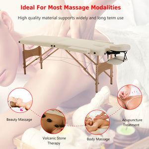 Height Adjustable Professional Salon Spa Facial Couch Bed, Portable Folding Massage Table, Beige