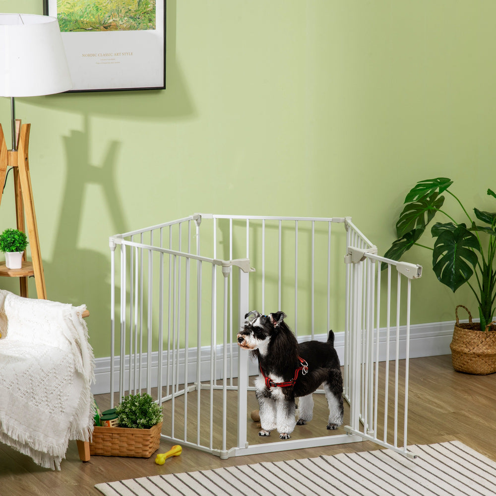 Foldable dog playpen with door, white