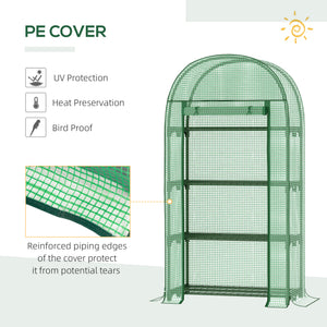 Mini outdoor greenhouse with storage shelves