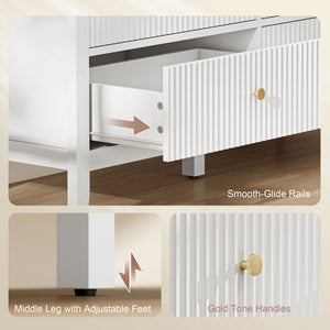 Modern 6-drawer chest, fluted design for bedroom, living room, hallway, Colour: white.