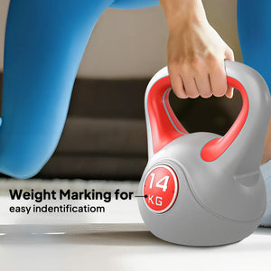 Kettlebell de 31 lb avec poignée large et base stable – Rouge et gris